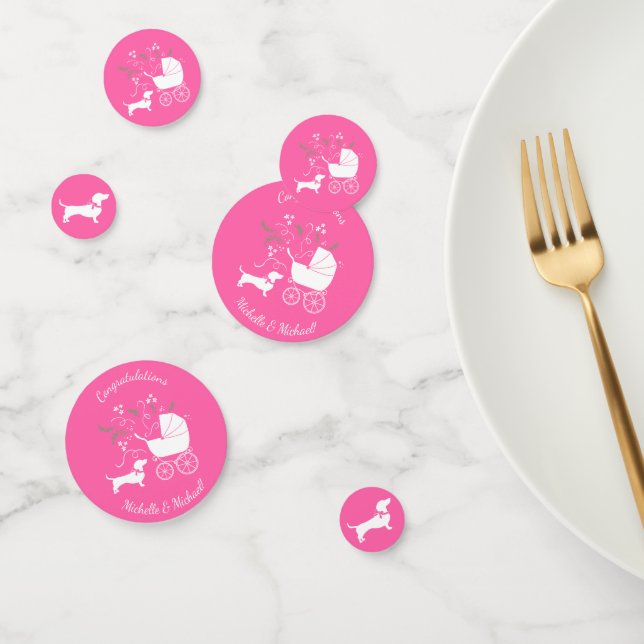Dackel Dackel Hunde Kinderdusche Pink Girl Konfetti (Gruppe)
