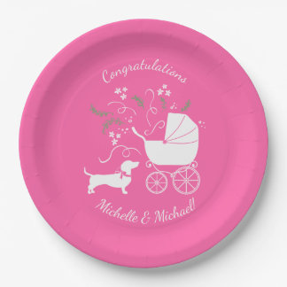 Dackel Dackel Hunde Kinderdusche Pink Girl Pappteller