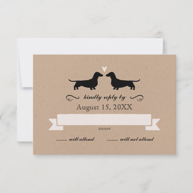 Dackel Dackel Hunde Silhouetten Hochzeit RSVP (Vorderseite)