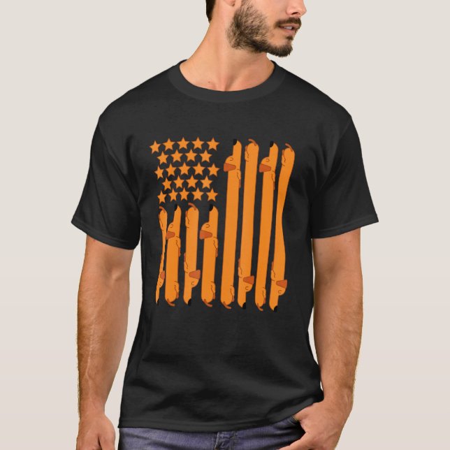 Dackel Dackel Hundeflag T-Shirt (Vorderseite)