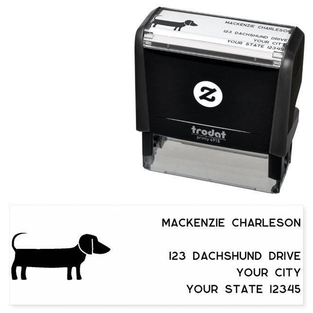 Dackel Dackel Wurst Dosenadresse Permastempel (Fun Dachshund Wiener Sausage Dog personalized self inking address stamp for dog lovers)