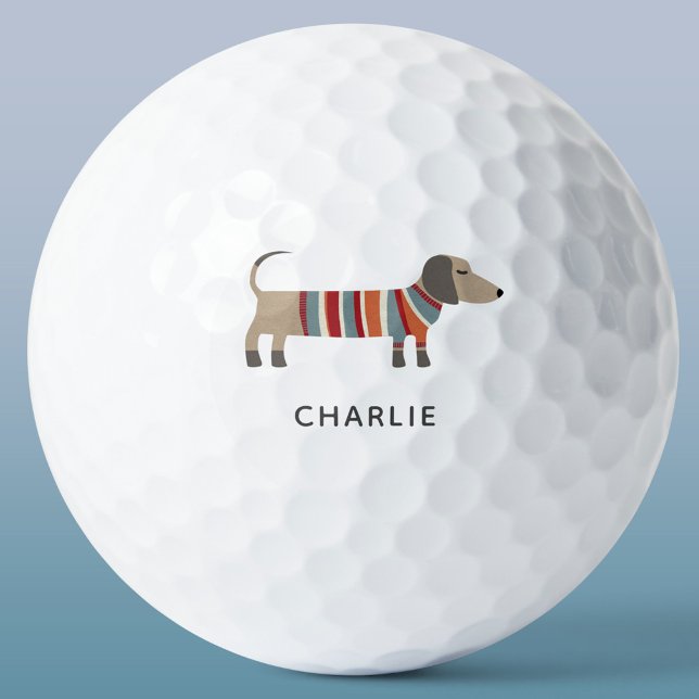 Dackel Dackel Wurst Hund Personalisiert Golfball (Fun Dachshund Wiener Sausage Dog personalized custom name golf balls for animal lovers)