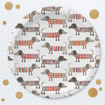 Dackel Dackel Wursthund Pappteller<br><div class="desc">Niedliche kleine Dackel Würstchen oder Dackel Hunde in Wollstrickbekleidung. Ideal für Hundefreunde. Originelle Kunst von Nic Squirrell.</div>