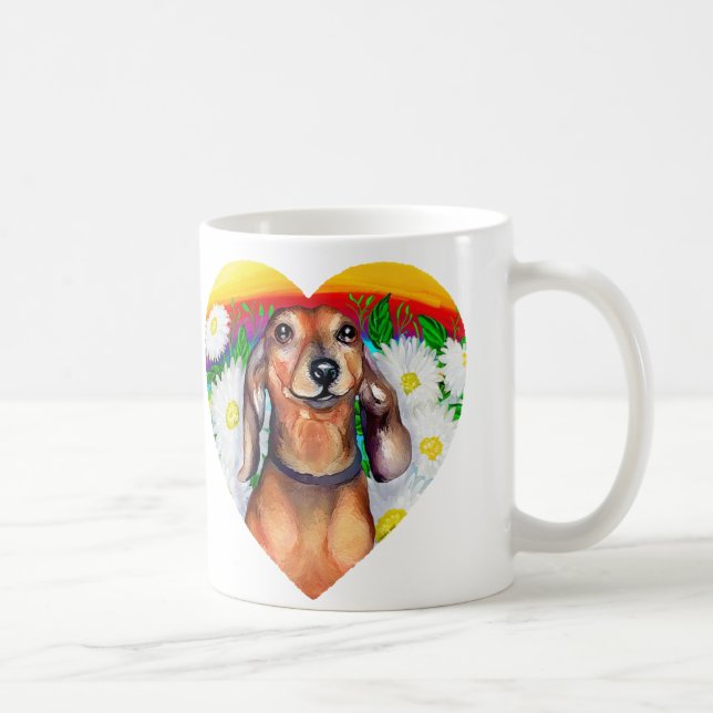 Dackel Daisy Patch Kaffeetasse (Rechts)