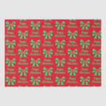 Dackel Daxie Christmas Dog & Bow Red Seidenpapier<br><div class="desc">Dackel Hund Silhouette mit rotem Weihnachtspapier abstraktes Muster und grüner Bogen auf einem roten Hintergrund. Ersetzen Sie das glückliche Weihnachten durch alles,  was Sie mögen. Perfektes niedliches Weihnachtsblatt für Haustiergeschenke.</div>