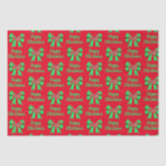 Dackel Daxie Christmas Dog & Bow Red Seidenpapier<br><div class="desc">Dackel Hund Silhouette mit rotem Weihnachtspapier abstraktes Muster und grüner Bogen auf einem roten Hintergrund. Ersetzen Sie das glückliche Weihnachten durch alles,  was Sie mögen. Perfektes niedliches Weihnachtsblatt für Haustiergeschenke.</div>