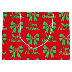 Dackel Daxie Christmas Dog & Green Bow Große Geschenktüte