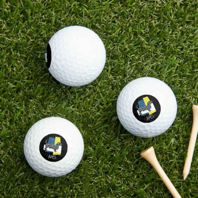 Dackel Daxie Dog Monogramm Silhouette TriGrid Golfball (Insitu Gras)