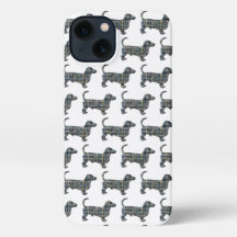 Dackel Daxie Dog Niedliche Silhouette Raster Weiß