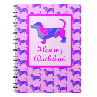 Dackel/Daxie-Hund Lover Rosa und blaue Silhouette Notizblock