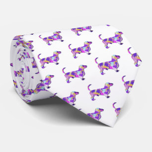 Dackel Daxie Silhouette Lila Weißes Neck Krawatte