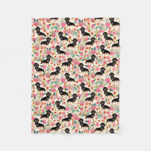 Dackel-Decke - Schwarzes und tan Dackeln - Creme Fleecedecke