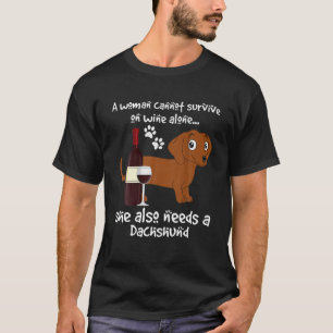 Dackel Dekoration Dackel Hunde Mama Wein trinken M T-Shirt