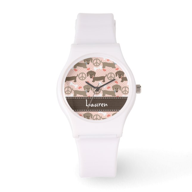 Dackel der personalisierten Liebe Armbanduhr (Vorderseite)