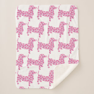 Dackel der rosa Herzen Sherpadecke