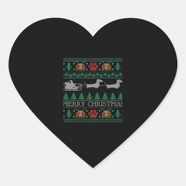 Dackel der Weihnachtsfeier Dackel Ugly Chri Herz-Aufkleber (Vorderseite)
