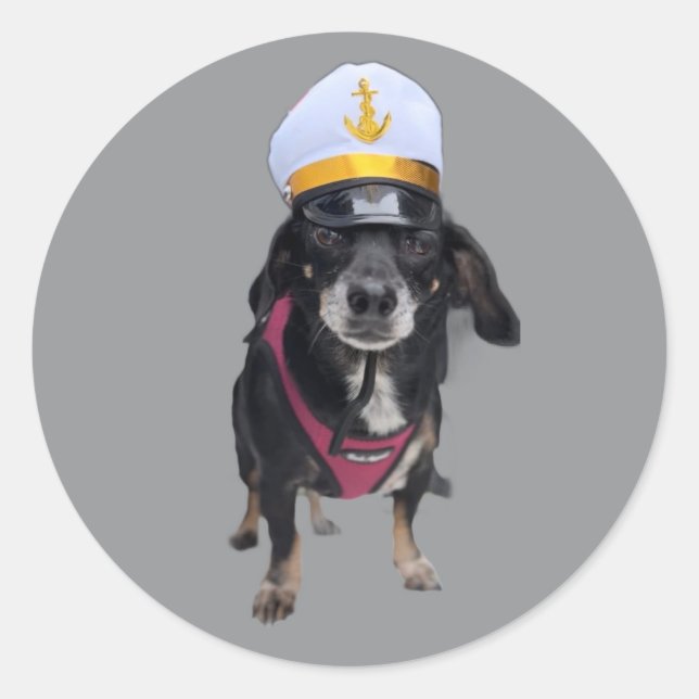 Dackel des Kapitäns Runder Aufkleber (Vorderseite)