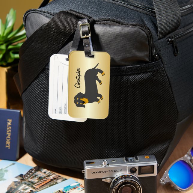 Dackel Design Personalisiert Gepäckanhänger (Vorderseite & Rückseite)