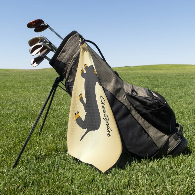 Dackel Design Personalisiert Golfhandtuch (Gras)