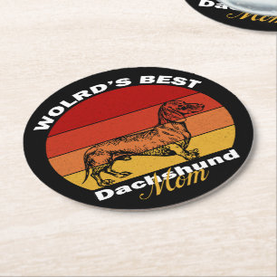 Dackel - Die beste Mama der Dackel der Welt Runder Pappuntersetzer