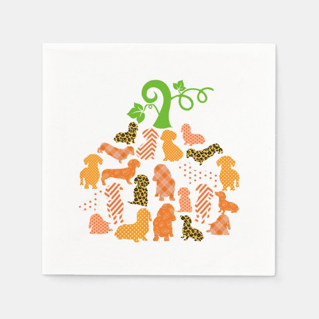 Dackel Die Würstchen Hexe Tarot Dog Pumpkin Hallo Serviette (Vorderseite)