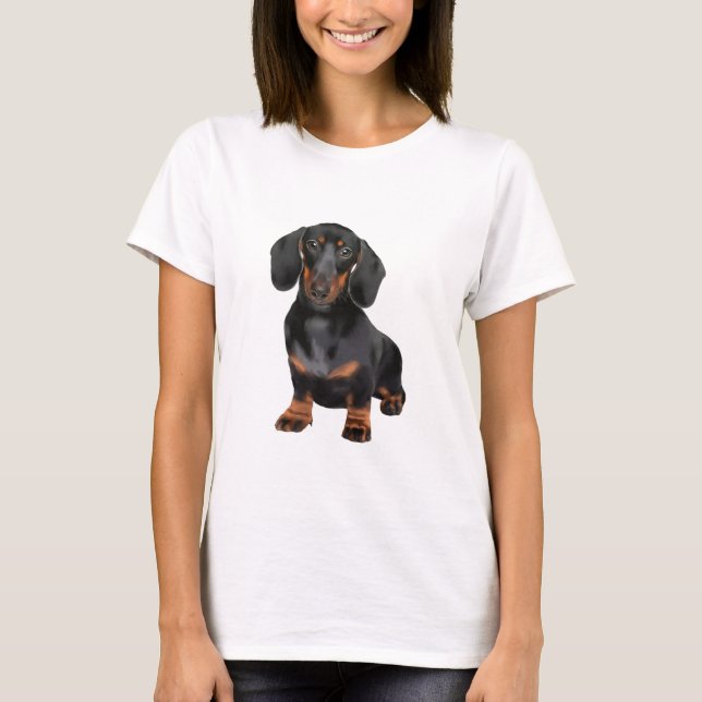 Dackel Dog Aquarellmalerei T-Shirt (Vorderseite)