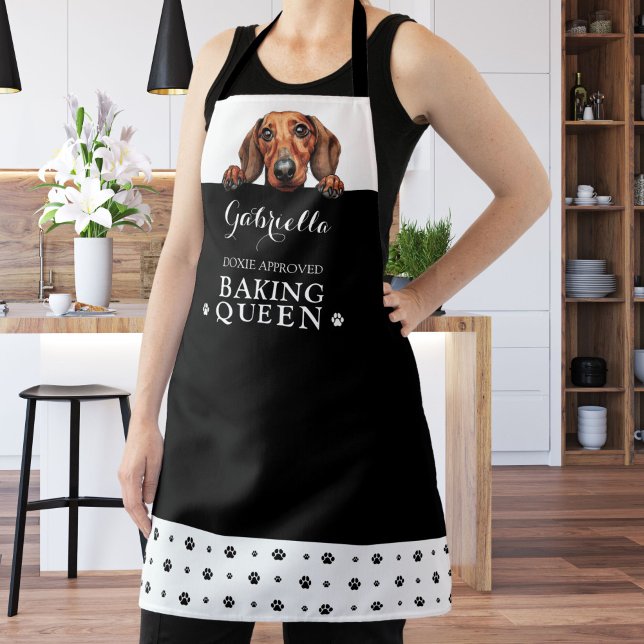 Dackel Dog Backen Queen Schwarz-weiß Custom Schürze (Von Creator hochgeladen)