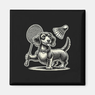 Dackel Dog Badminton Player Shuttle Men Women Magnet