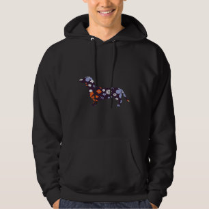 Dackel Dog Blumenmuster Silhouette Hoodie