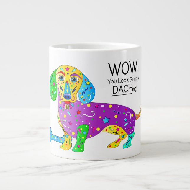 Dackel Dog Colorful Kaleidoskop Collection Jumbo-Tasse (Vorderseite)