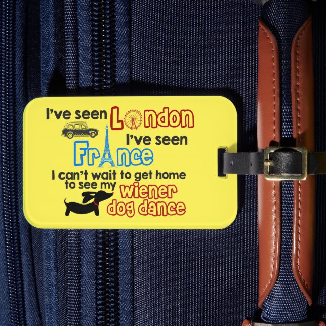 Dackel Dog Dance London Frankreich Gepäckmarke Gepäckanhänger (Vorderseite Insitu 4)
