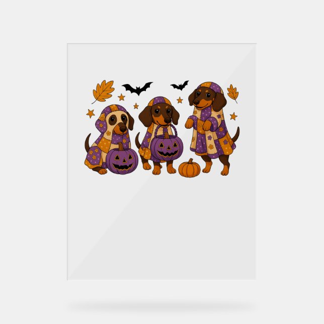 Dackel Dog Ghost Halloween Acrylschild (Vorderseite)