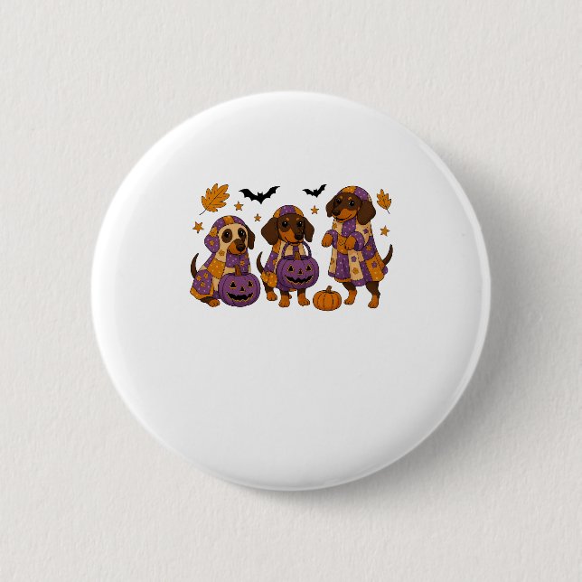 Dackel Dog Ghost Halloween Button (Vorderseite)
