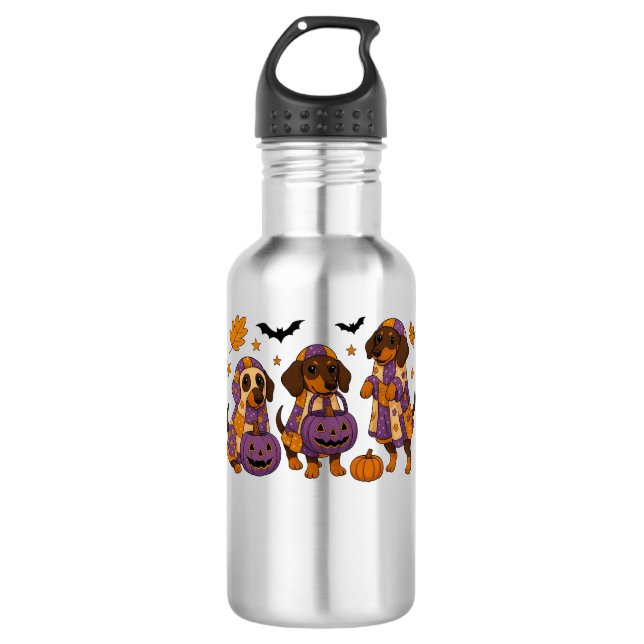 Dackel Dog Ghost Halloween Edelstahlflasche (Vorderseite)