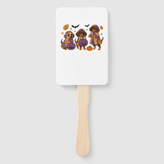 Dackel Dog Ghost Halloween Fächer (Vorderseite)