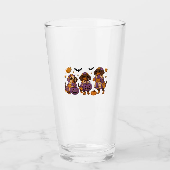 Dackel Dog Ghost Halloween Glas (Vorderseite)