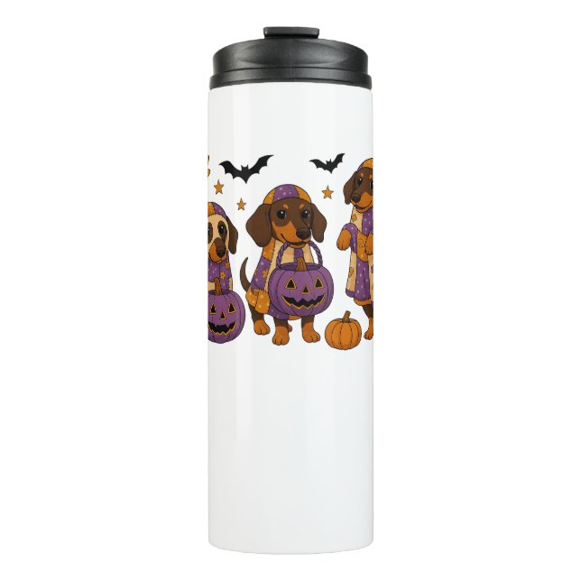 Dackel Dog Ghost Halloween Thermosbecher (Vorderseite)