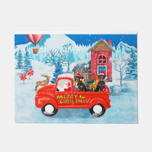 Dackel Dog in Christmas Delivery LKW Schnee Fußmatte