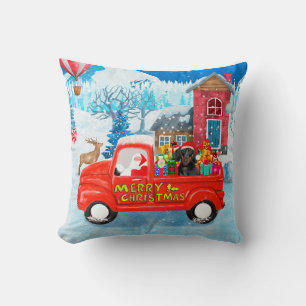 Dackel Dog in Christmas Delivery LKW Schnee Kissen