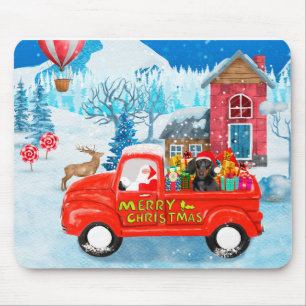 Dackel Dog in Christmas Delivery LKW Schnee Mousepad