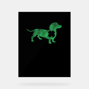 Dackel Dog Kleeblatt St. Patrick's Day Saint Pad Acrylschild