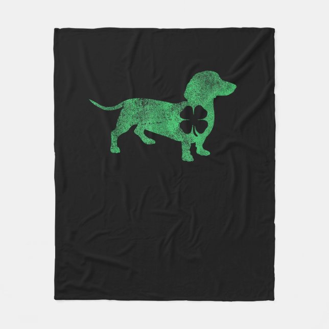Dackel Dog Kleeblatt St. Patrick's Day Saint Pad Fleecedecke (Vorderseite)