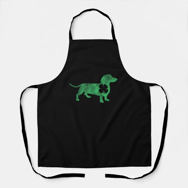 Dackel Dog Kleeblatt St. Patrick's Day Saint Pad Schürze (Vorderseite)