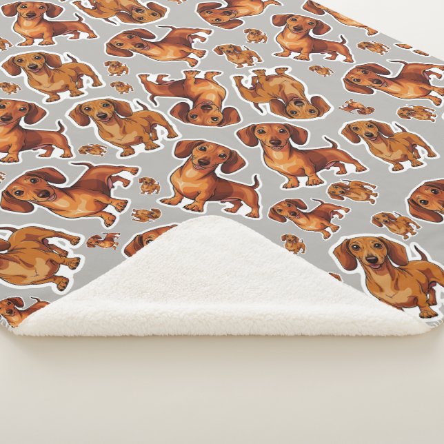 Dackel Dog Muster Sherpa Blanket Sherpadecke (3/4)