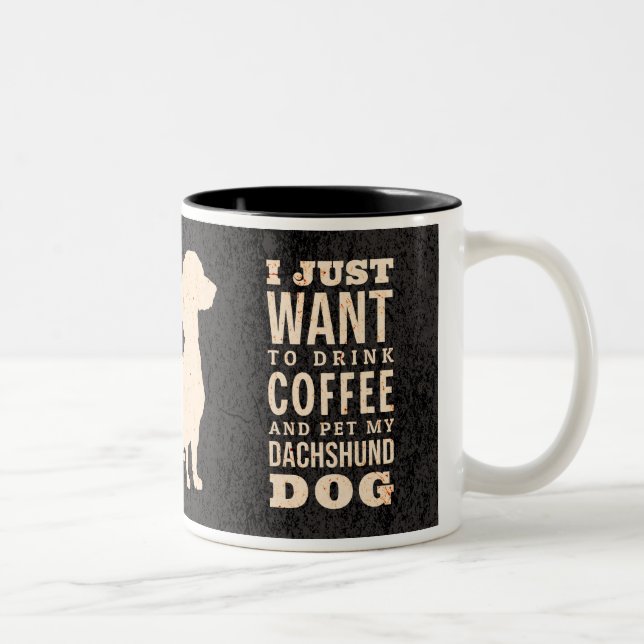 Dackel Dog Retro Dackel Coffe Addict Zweifarbige Tasse (Rechts)