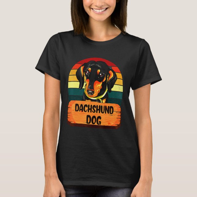 Dackel Dog Retro Farben T-Shirt (Vorderseite)
