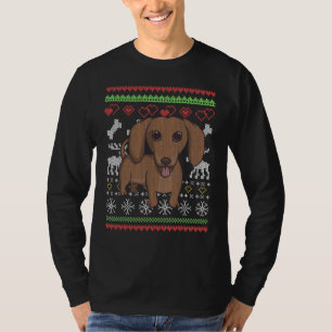 Dackel Dog Santa Claus Ugly Weihnachtsmuster X T-Shirt