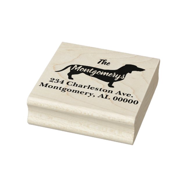 Dackel Dog Silhouette Familienadresse Gummistempel (Stempel)