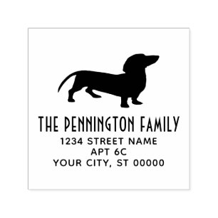 Dackel Dog Silhouette Name Rücksendeadresse #3 Permastempel