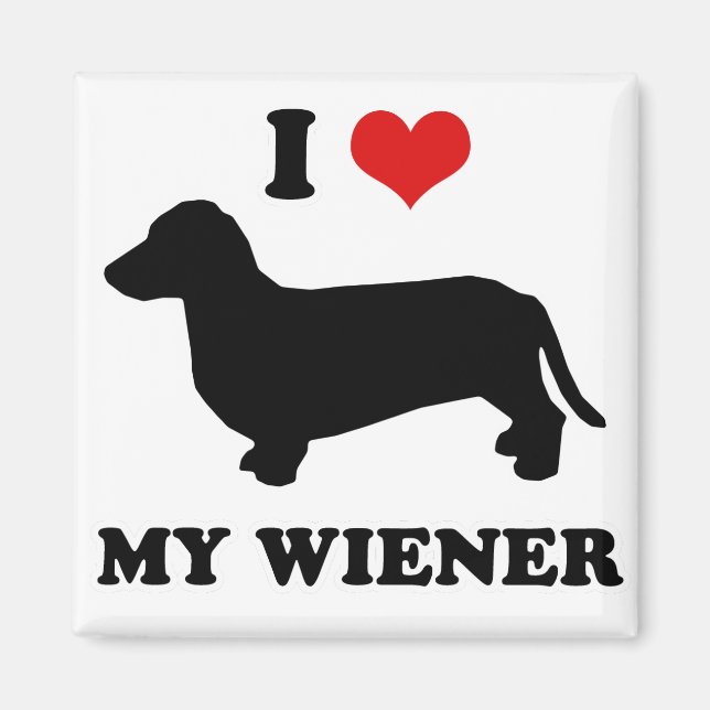DACKEL DOG T-SHIRTS - "I Liebe my Dackel" Magnet (Vorne)